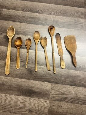 8 Vintage wooden spoons spatula